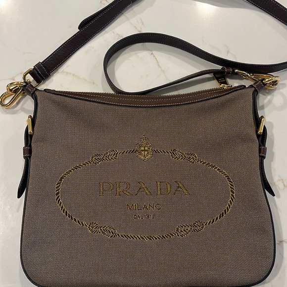 Prada Jacquard Logo Flat Messenger Bag - Picture 1 of 4